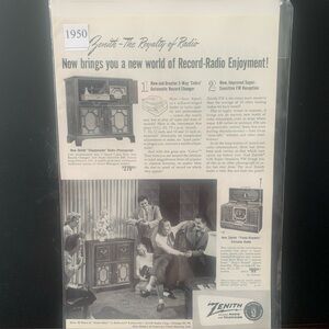 Vintage 1950 Zenith The Royalty of Radio Record Radio Enjoyment Ad Advertisement